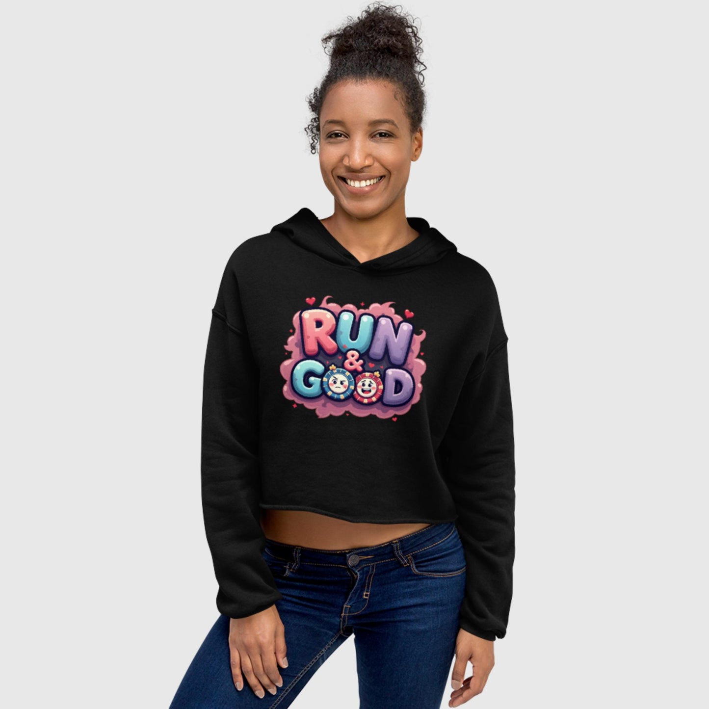 Sweat à Capuche Crop-Top Kawaii Run